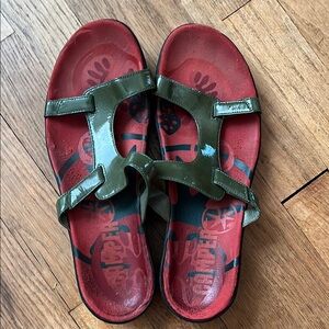 Camper Olive and Red Sandals